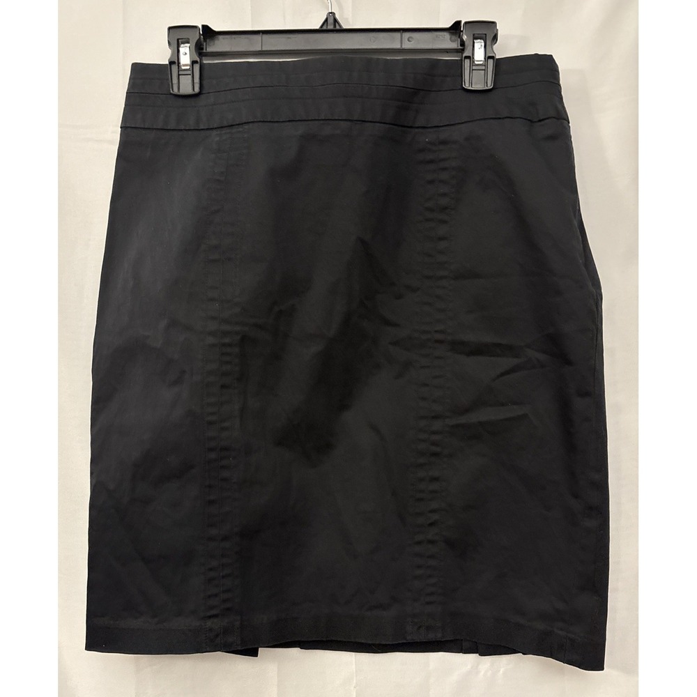 Kenar Women's Black Stretch‎ Skirt w/Zipper Cotton Blend Back Split Above Knee